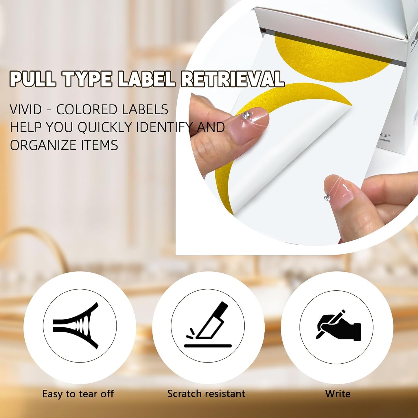 3 Inch White Color Code Dot Stickers,500 PCS Round Labels Stickers in Dispenser Box for Organization, Inventory,Classroom