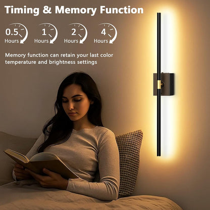 Eneru Battery Operated Wall Sconce Lights - 10000mAh Rechargeable Wireless Wall Sconces Set of Two with Touch and Remote, 360° Rotate, 4 Colors LED Wall Lamp for Living Room Bedroom Hallway (Gold)