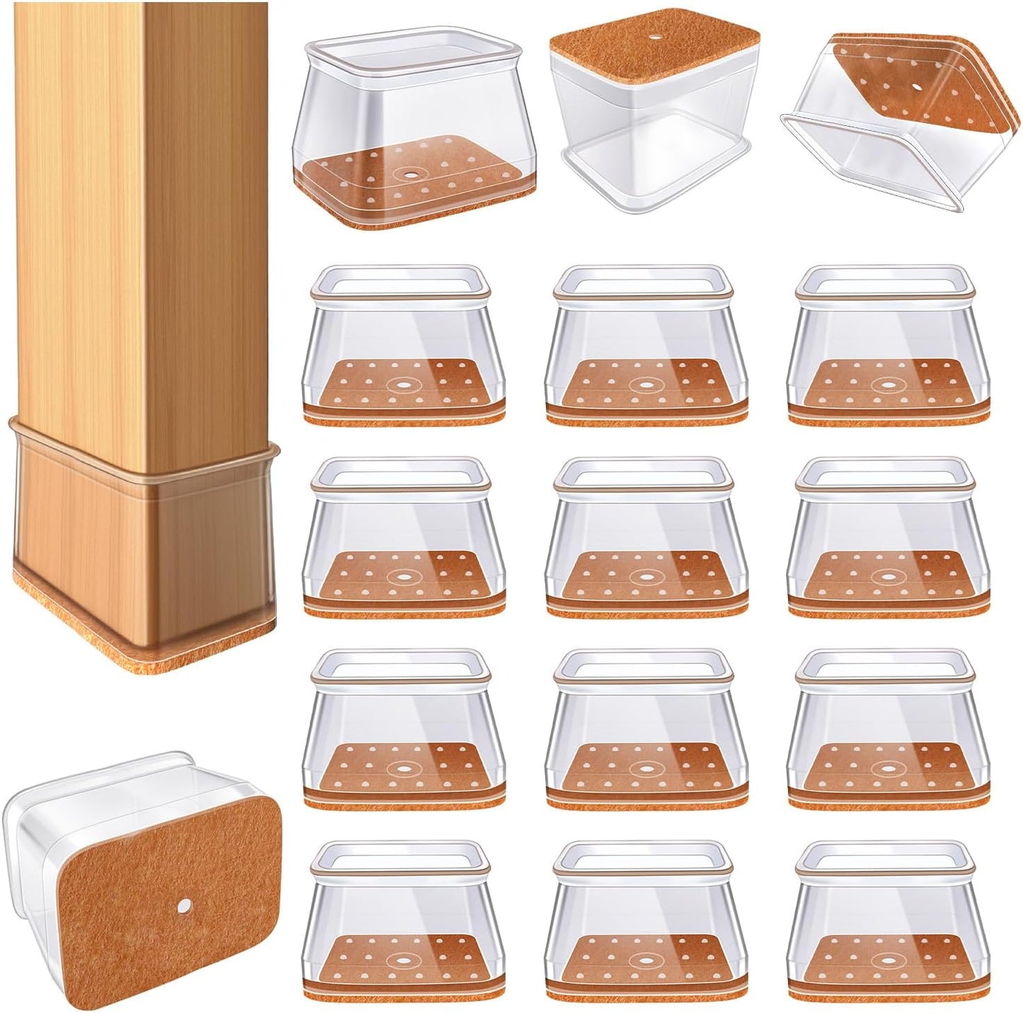 VIUME 24 Pcs Chair Leg Floor Protectors for Hardwood Floors Silicone Covers Felt Pads Furniture Leg Caps Anti-Scratch Reduce Noise Fit (1-5/16" to 2")