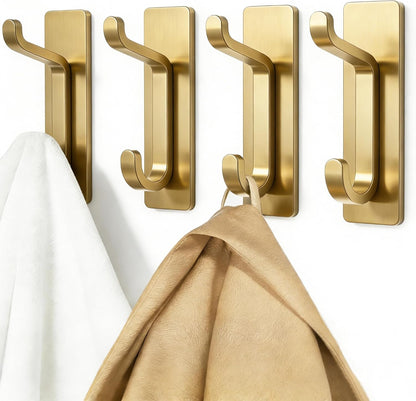 pickpiff Wall Hooks for Coat and Towel: 13LB Strong Adhesive Door Hanger Stick on, White 4 Pack