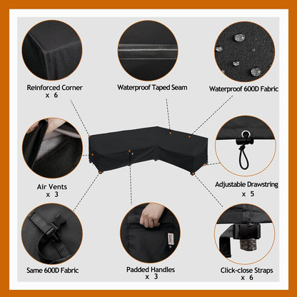 Patio Deck Box Cover, 63x30 Inch Fire Pit Covers with Straps and Handles, Waterproof Heavy Duty Outdoor Furniture Winter Cover for Keter, Suncast, Lifetime Container