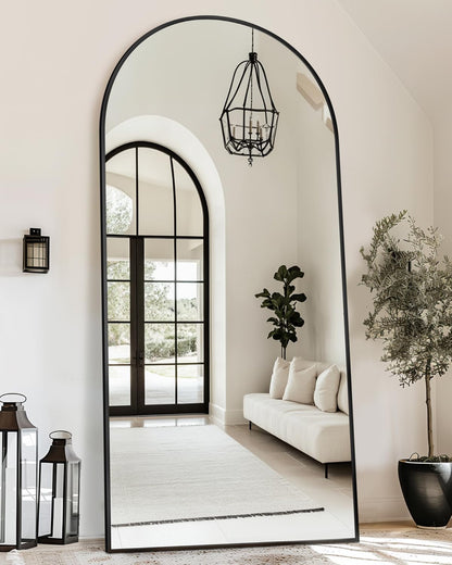 Full Length Mirror with Stand, 71"x28" Arched Full Body Large Stand Up Aluminum Frame Floor Standing Mirror, Freestanding Hanging Leaning Mounted for Bedroom Living Room Entryway Gold