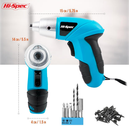 Hi-Spec Cordless Electric Screwdriver, Power Screw Driver Set with Pink Compact Tool Kit for Small Repair and Maintenance- Ideal Housewarming Gift,19 Piece