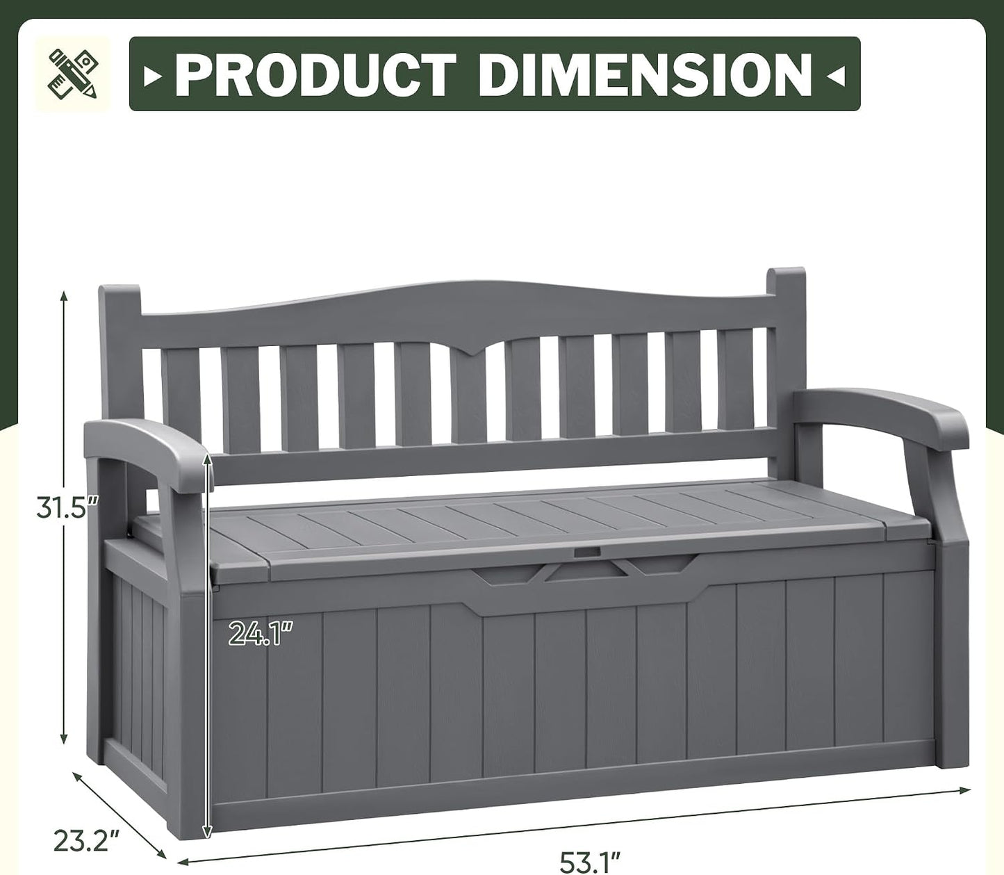 Flamaker 80 Gallon Storage Bench Outdoor Indoor, Durable All-Weather Seating with Hidden Storage, Lockable Deck Box for Garden, Patio, Poolside (Brown)