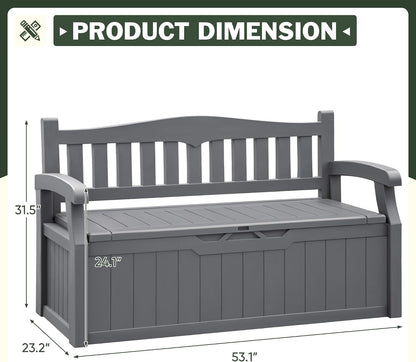 Flamaker 80 Gallon Storage Bench Outdoor Indoor, Durable All-Weather Seating with Hidden Storage, Lockable Deck Box for Garden, Patio, Poolside (Brown)