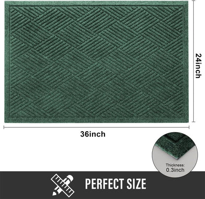 HIYARD Sturdy Front Door Mat, Absorbent Muddy Dirt Resist Welcome Door Mats Outdoor Indoor, Stain and Fade Resistant, Non-Slip Rubber Backing Low Profile Doormat for Entryway, 30×17, Beige