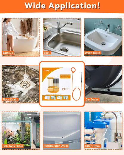 32 Inch Snake Drain Hair Removal Tool (6 Pack), Anti-Break Metal with Nylon Coating Sink Snake, Drain Cleaner Hair Catcher Remover for Shower, Bathroom Sink Tub