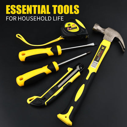 142 PCS Tool Set, Home Repairing Tool Kit with 13-Inch Wide Mouth Open Storage Tool Bag, Portable Home Tool Kit Including Hammer, Screwdriver, and Household Tools