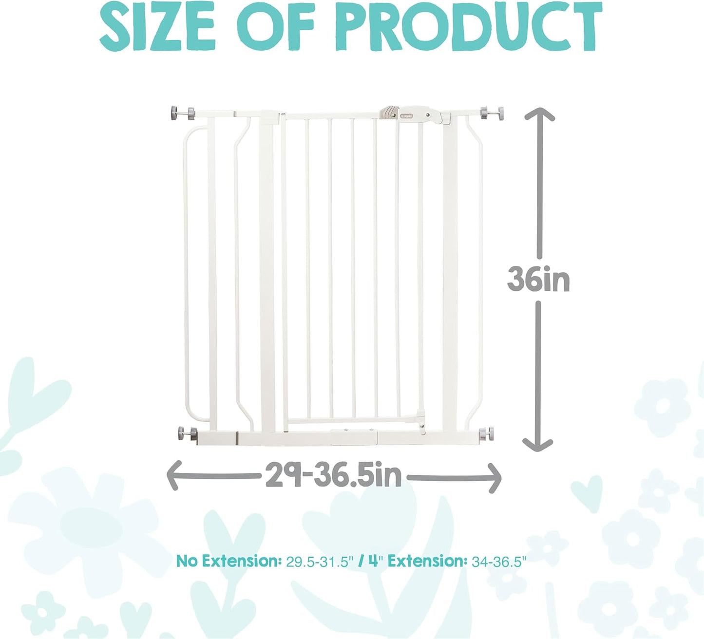 Regalo Safety 29-38.5" Baby Gate for Doorways & Bottom of Stairs, Pressure Mounted Baby Gate with Door for Babies, Toddlers & Pets, Tested & Safe for 30 Years, American Designed, American Owned, White