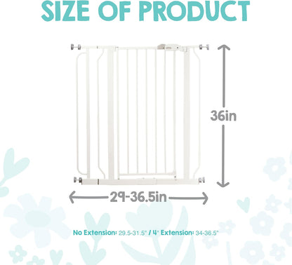 Regalo Safety 29-38.5" Baby Gate for Doorways & Bottom of Stairs, Pressure Mounted Baby Gate with Door for Babies, Toddlers & Pets, Tested & Safe for 30 Years, American Designed, American Owned, White