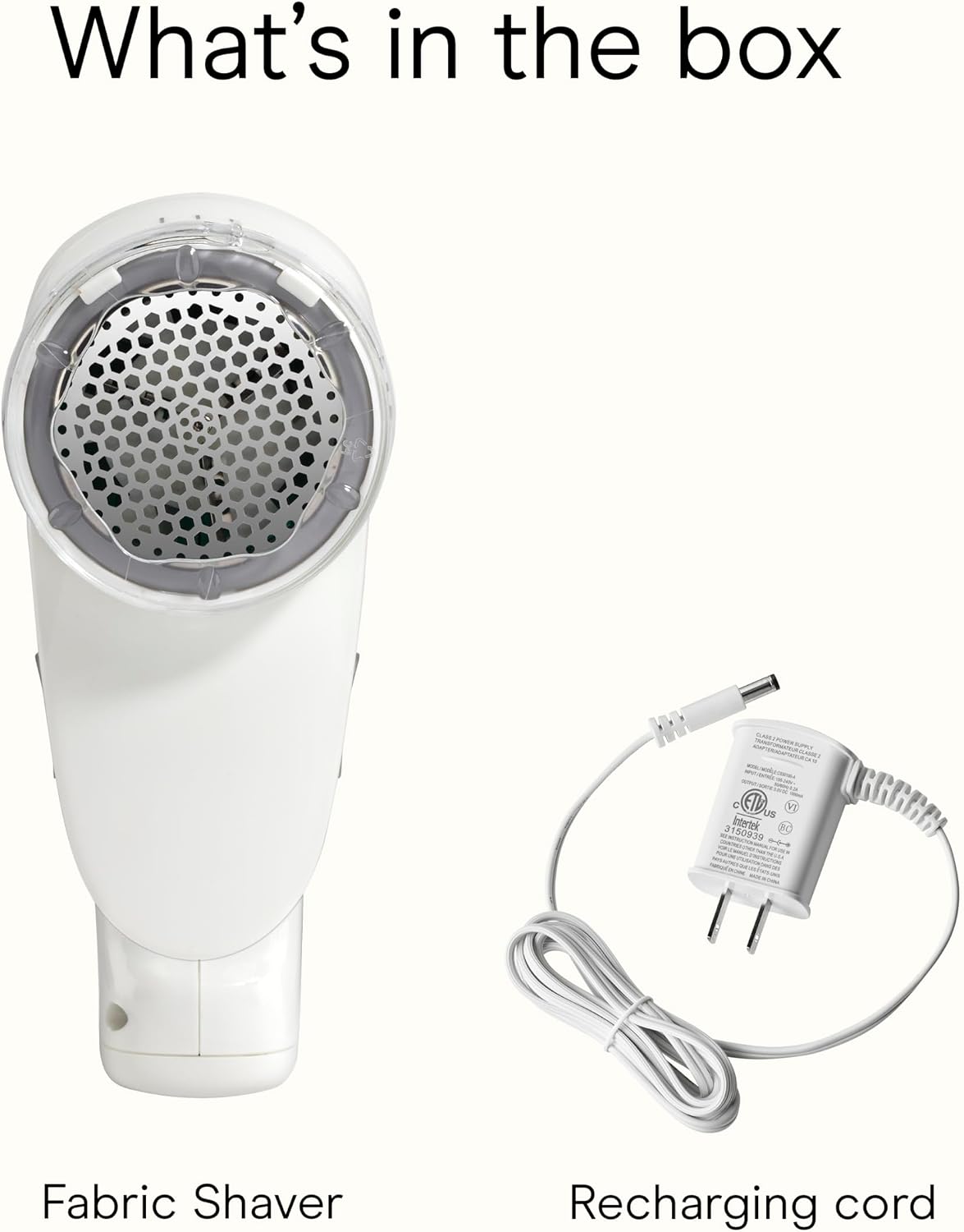 Conair Fabric Shaver and Lint Remover, Rechargeable Portable Clothes Shaver with 3 Settings, Fuzz Remover for Sweaters, Clothing, and Furniture, Large 2-Inch Shaving Head, White
