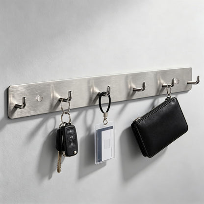 Coat Rack Wall Mounted, Heavy Duty Wall Hooks for Hanging Keys Purse Towel Coat, Premium Stainless Steel Entry Coat Hooks Rack, Large Adhesive Key Holder Towel Racks for Bathroom RV (Black)