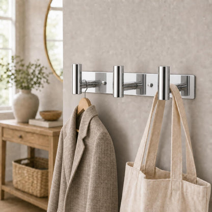 Wall Mounted Coat Rack-3 Hooks, Heavy Duty Stainless Steel Wall Hooks for Towel Coat Bag, Hat Rack Coat Hanger Coat Hooks Towel Racks for Bathroom Entryway Kitchen Office (Silver, 1 Pack)