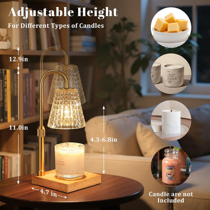 Hong-in Candle Warmer Lamp with Timer-Dimmable Adjustable Height Candle Lamp Warmer, Birthday Gifts for Women Mom Her, Housewarming Office Home Decor,Wax Warmer for Scented Wax Jar Candles