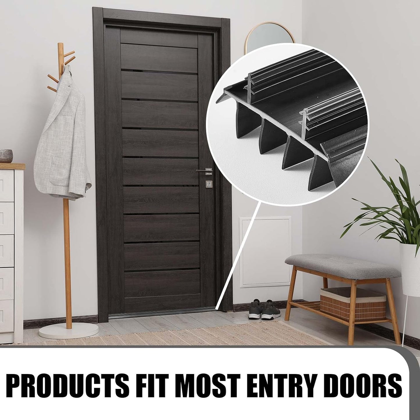 Pushglossy 1 Pcs Replacement Door Bottom with Vinyl Fins 36" Long 1 3/4" Wide Threshold Seal Bottom of Door Weatherstrip Kerf Weather Stripping for 7/8" Between Barbs (White)