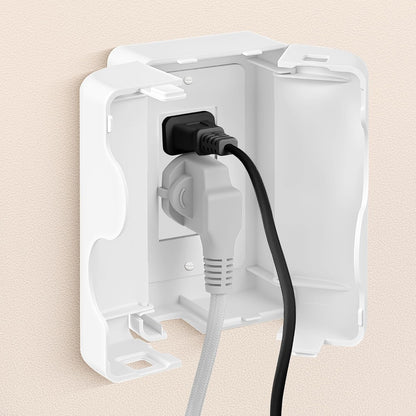 Child Proof Outlet Cover, Double Lock System, Duplex & Decorator Electrical Outlet Plates, Indoor Wall Outlet Covers Box, White, Large Interior Space