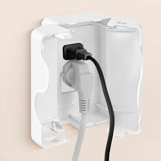 Child Proof Outlet Cover, Double Lock System, Duplex & Decorator Electrical Outlet Plates, Indoor Wall Outlet Covers Box, White, Large Interior Space