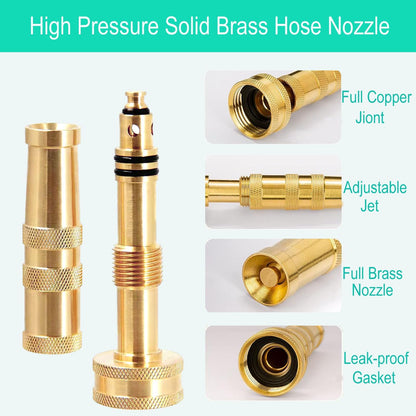 Garden Hose Nozzle, CM CUMIZON Solid Brass Heavy Duty Adjustable Twist Hose Nozzle, High Pressure Water Hose Sprayer Nozzle, 2 Pack | Heavy Duty, Adjustable Twist, High Pressure Water Sprayer