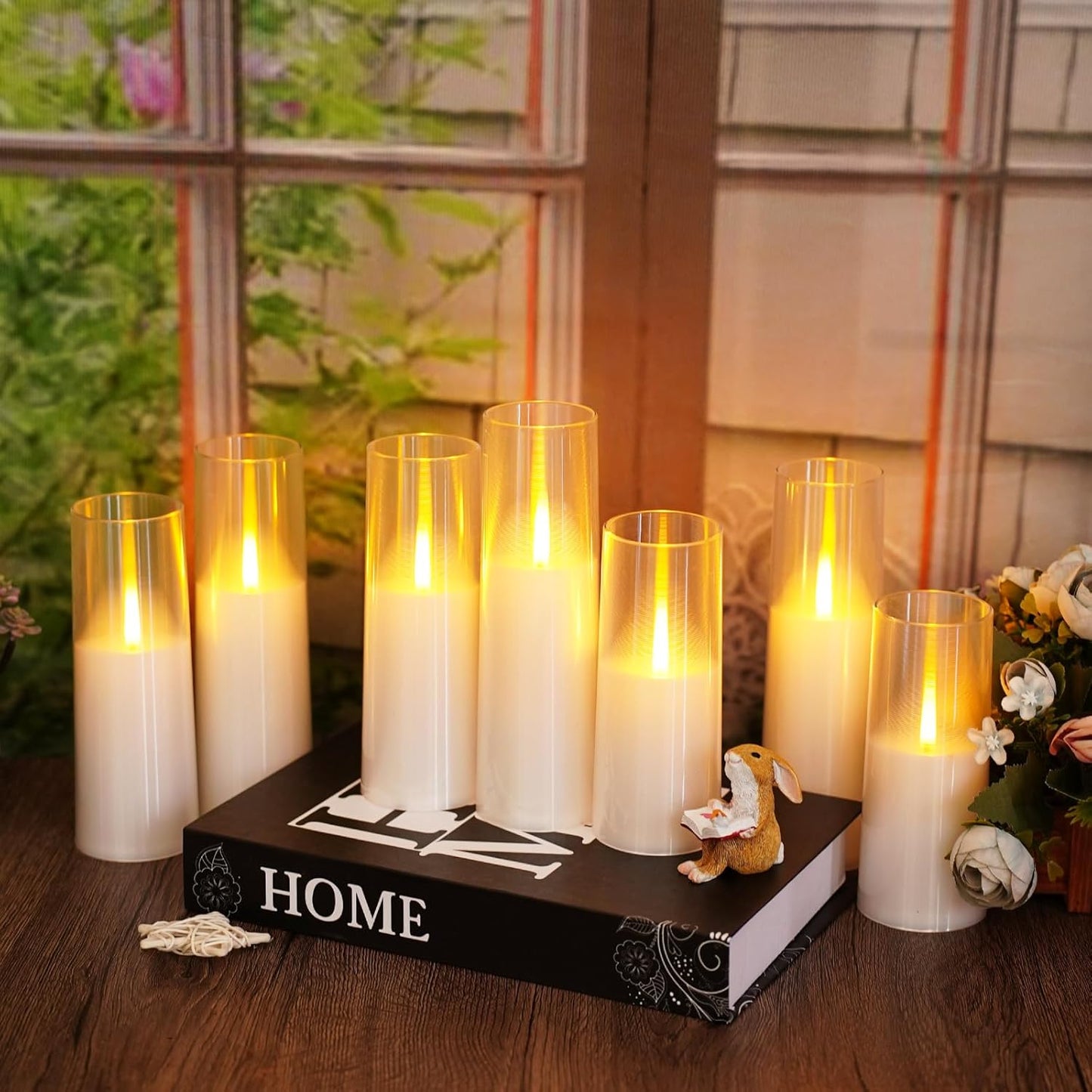 kakoya Flameless Candles Upgraded Realistic Flickering Flame,Battery Operated LED Candles with Remote Timers,Acrylic Electric Candles Set of 3(D 3" xH 4" 5" 6")（Grey）