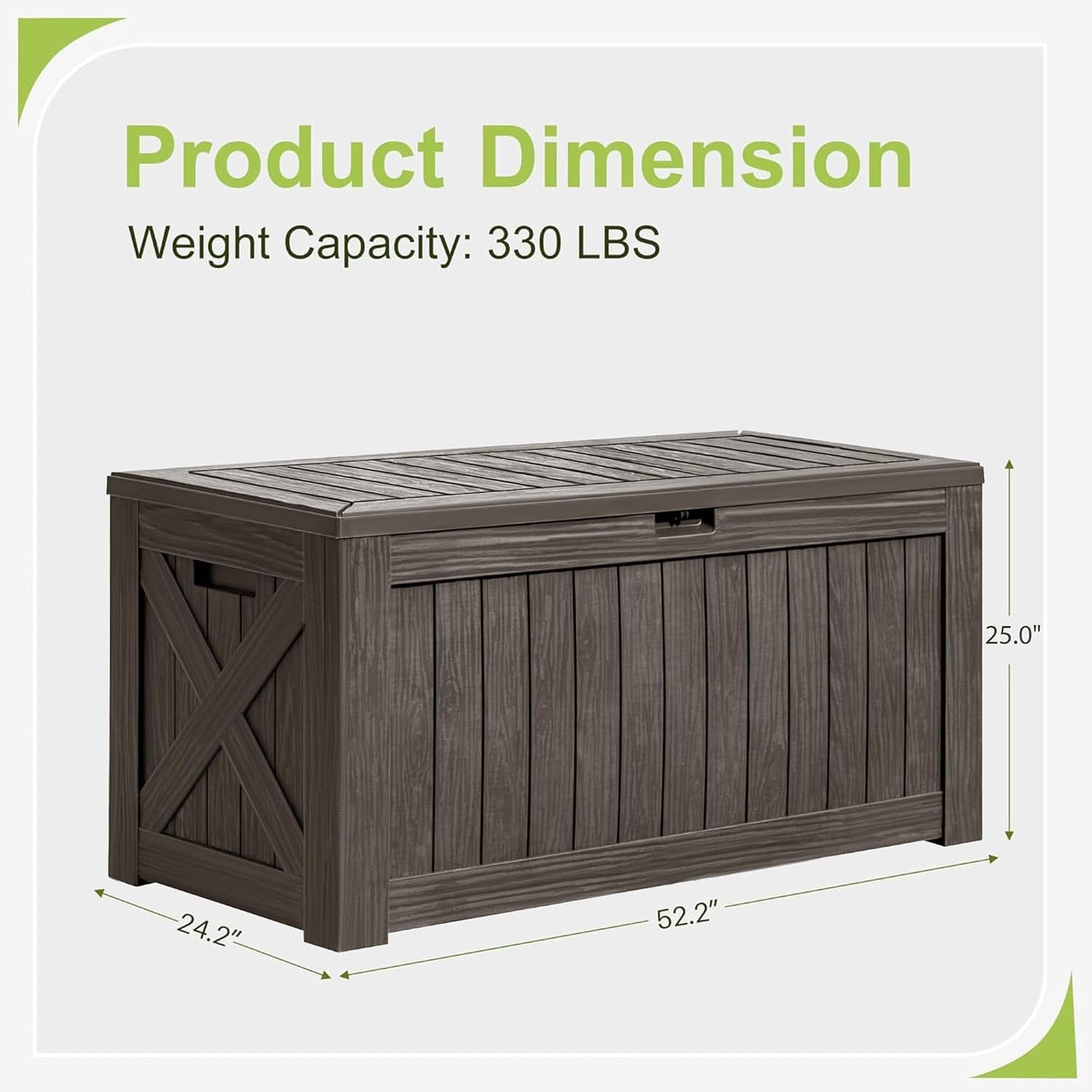 Greesum 120 Gallon Deck Box, Resin Outdoor Storage Container for Patio Furniture, Garden Tools, Pool Accessories, Weatherproof, Lockable, Black