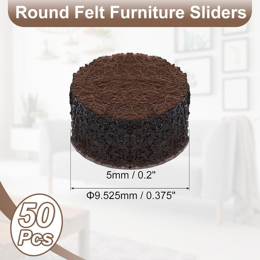 uxcell Furniture Pads, 24Pcs 1.25" - Round Self Adhesive Felt Furniture Pads, Floor Protectors for Furniture Feet Chairs Legs Hardwood Floors (Brown)