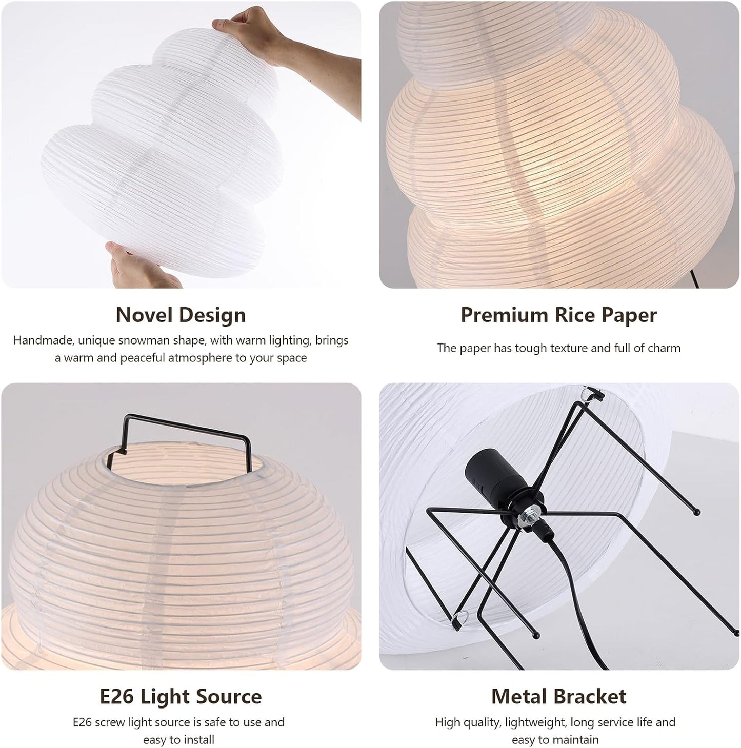 Noguchi Paper Floor Lamp, Akari Rice Paper Floor Lamp for Wabi Sabi Decor, Ideal for Bedside, Living Room, and Japandi Décor (Noguchi Style Lamp)