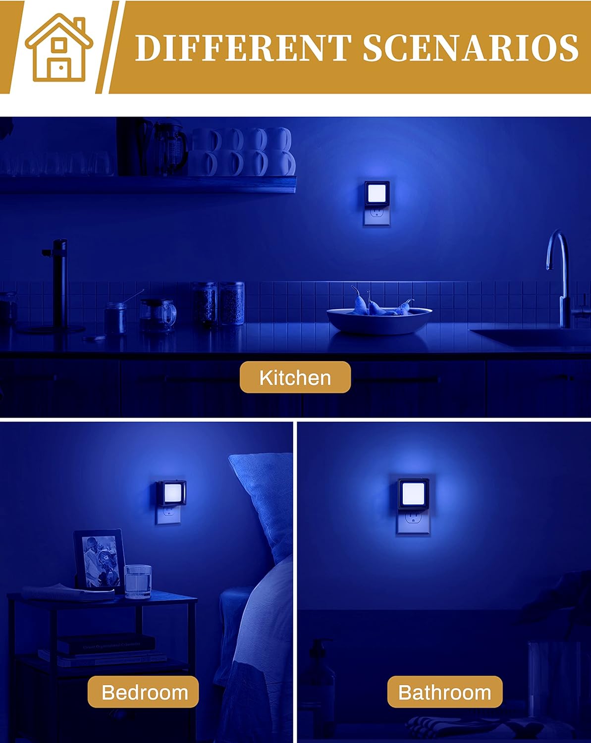 DORESshop LED Night Light, Night Lights Plug Into Wall [2 Pack] with Dusk-to-Dawn Sensor, Dimmable Nightlights, Adjustable Brightness for Bathroom, Hallway, Bedroom,Kids Room,Stairway,Soft White