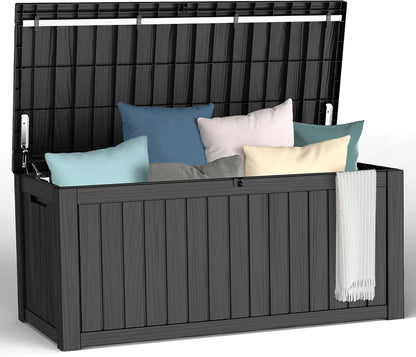 Outdoor Storage Box, 50 Gallon Waterproof Deck Storage Box, Lockable Patio Storage Bins for Package Delivery, Porch, Garden Tool, Cushions, Anti-Theft Weatherproof & UV-Resistant Parcel Drop Box