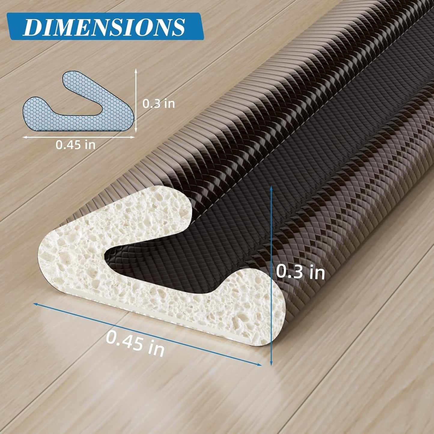 V-Shaped Thin Weather Stripping Door Seal, 19.7FT Small Draft Stopper for Doors, Foam Door Gap Filler, Insulation Winter, Soundproof,Noise-Reducing, Light-Blocking, Weatherproof Tape for Doors