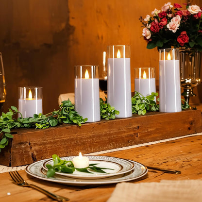 Homemory Realistic Flickering Battery Operated Candles, LED Fake Electric Candle with Remote Control and Timer, Flameless Candles for Home, Christmas Decoration, White, Set of 3