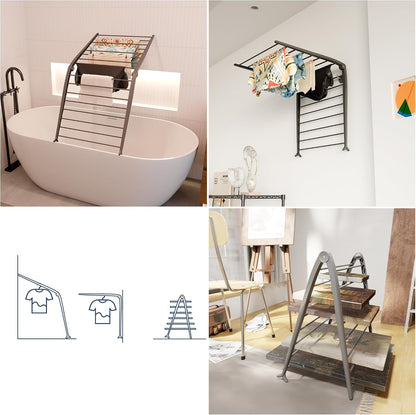 Whitmor Spacemaker Folding Drying Rack, Freestanding Indoor Clothes Dryer, Space Saving Compact Design, 6"L x 26"W x 51.5"H, White