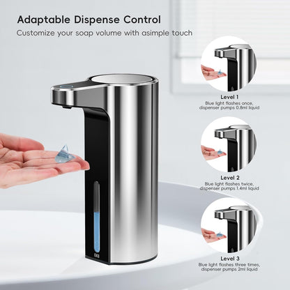 EKO Aroma 9 fl oz Automatic Liquid Soap Dispenser, Rechargeable & Water-Resistant Soap Dispenser for Kitchen and Bathroom with Adjustable Volume Control (Matte Black Steel)