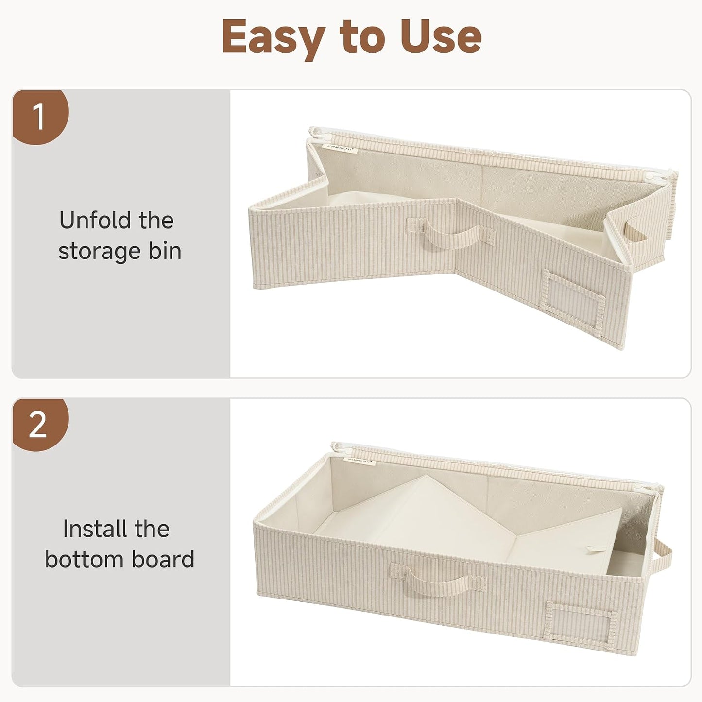 StorageWorks Large Under Bed Storage Containers with Handles and Label Holder, 2 Pack Ultra-thick Fabric Underbed Bins, Closet Organizer for Clothes, Blankets, Sweater
