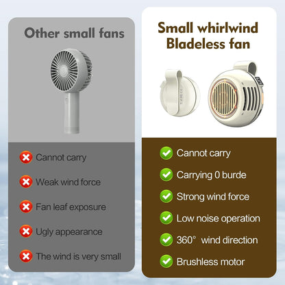 Portable Silent Mini Bladeless Electric Fan,Small fan Clip on for Shirt & Waist,2026 New Mini Bladeless Fan Clip On,Adjustable 3-Speed For Outdoor & Travel & Office, Travel Accessories, Gift (white)