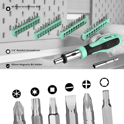 DEKOPRO 228 Piece Socket Wrench Auto Repair Tool Combination Package Mixed Tool Set Hand Tool Kit with Plastic Toolbox Storage Case