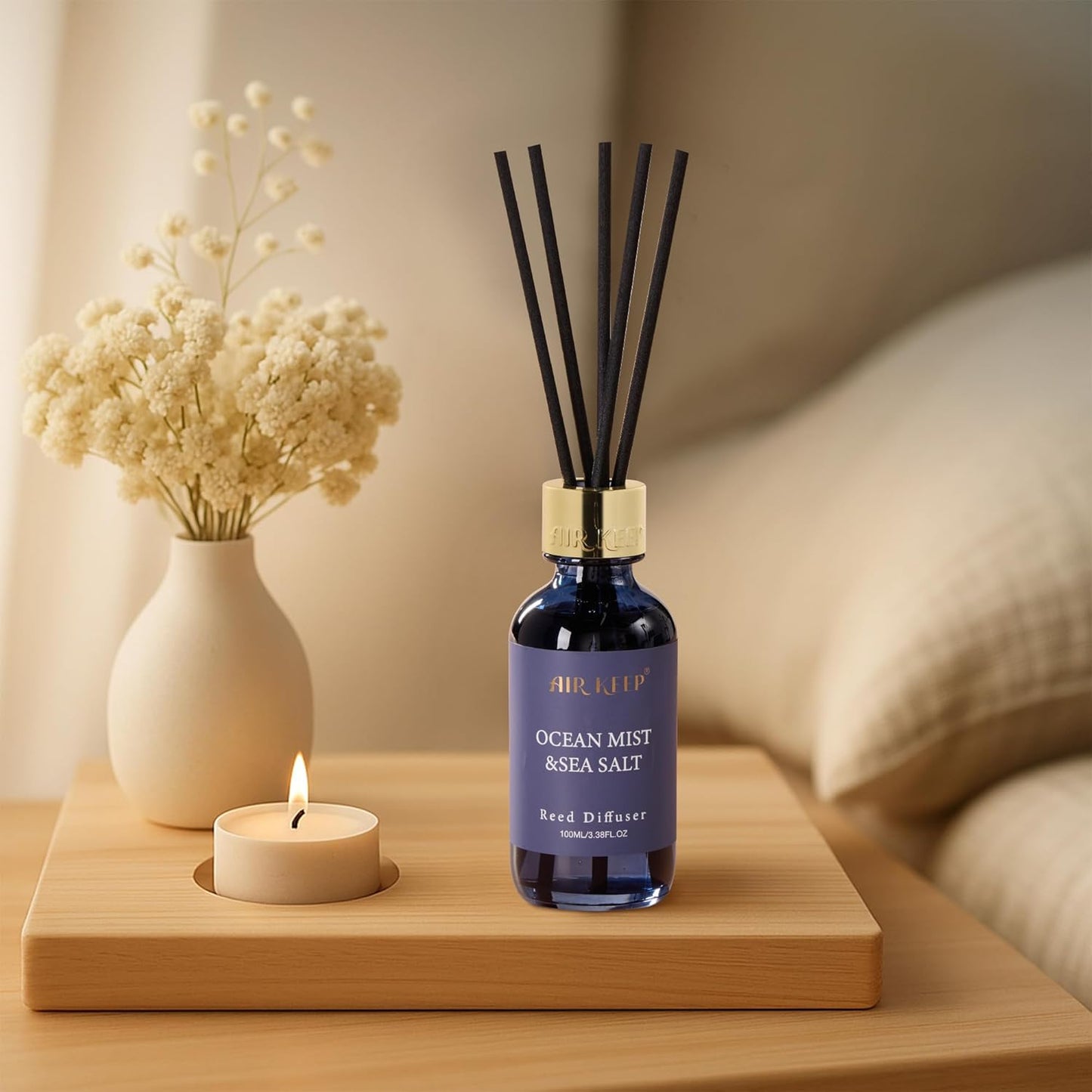 Airkeep Reed Diffuser Oil Set with Reed Sticks,Vanilla Aromatherapy Oil Scent Diffuser for Home Office Bathroom Decoration Perfume and Gifts 3.38 oz/100ml