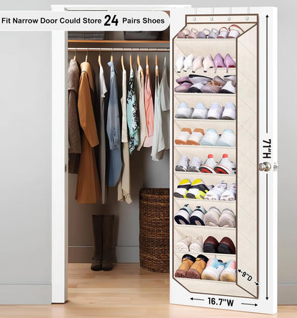 SLEEPING LAMB Over The Door Shoe Organizer for Closet with Large Deep Pockets, Narrow Shoe Rack for Door Hanging Boots Storage, Black