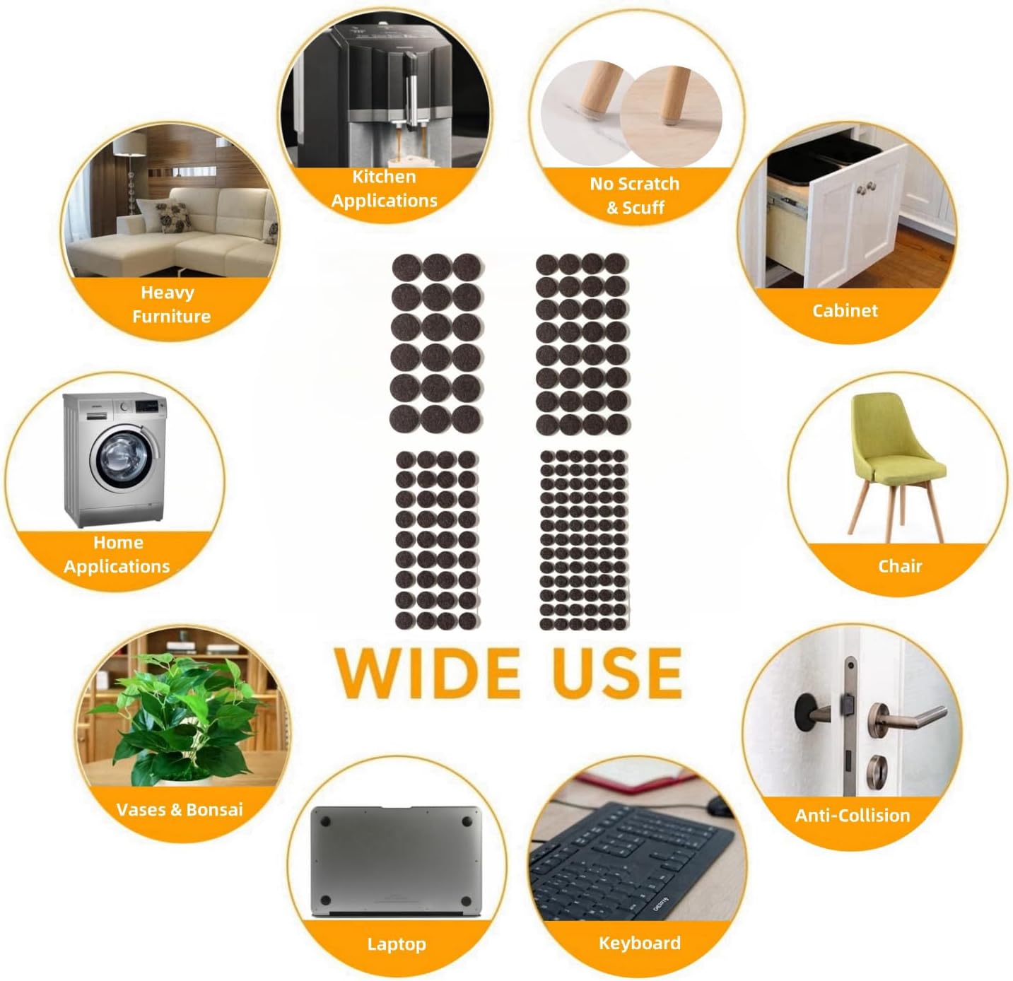 Furnigear Felt Furniture Pads for Hardwood Floors - Self Adhesive Chair Felt Pads, Floor Protector for Furniture Feet, Furniture Sliders Moving Your Furniture Smoothly - Anti Scratch 96 Pcs 3/4" Round