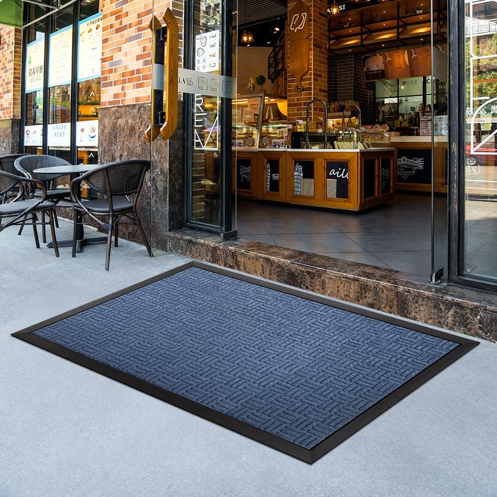 Mibao Front Door Mat, Heavy Duty Durable Welcome Mat for Outdoor Indoor, Dirt Trapper Waterproof Super Absorbent Door Mat for Entryway Outside Patio Porch, 29.5" x 17", Grey