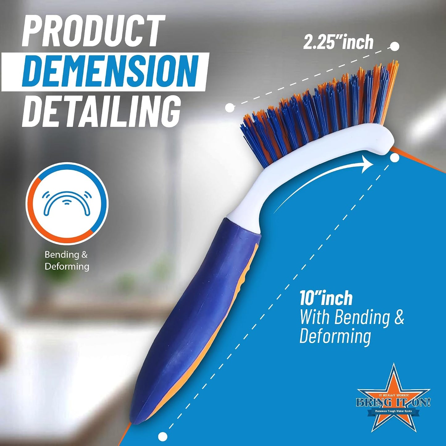 Bring It On Grout Cleaning Brush – Crevice Cleaning Brush with Stiff Nylon Bristles – Heavy-Duty Grout and Tile Cleaner Brush – Scrubbing Brush for Corners, Bathroom, Kitchen, Crevice Gaps