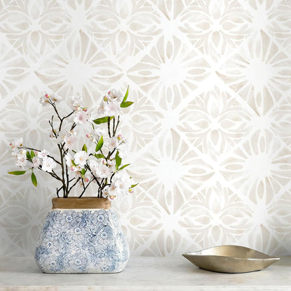 Boho Wallpaper Neutral Peel and Stick Wallpaper 78.7"x17.3" Geometric Wall Paper Beige and White Contact Paper Textured Removable Vinyl Waterproof for Bedroom Farmhouse Kitchen Bathroom