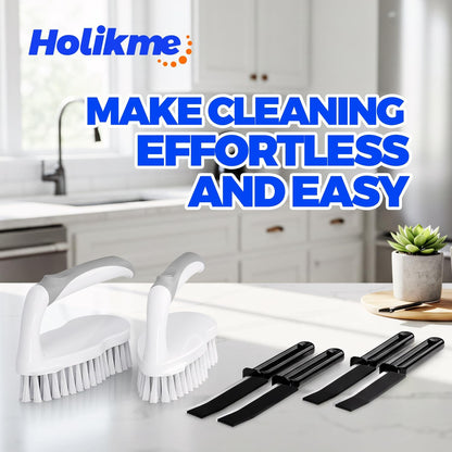Scrub Brush - 6 Pack, Scrub Brushes for Cleaning, Heavy-Duty Scrub Brush, Stiff Bristles Cleaning Brush, for Kitchen, Bathtub, Floor and Wall Surfaces, Grey