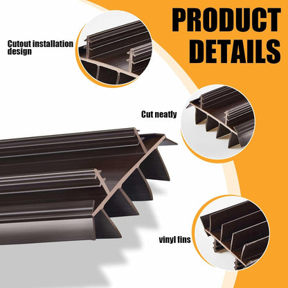Pushglossy 2 Pcs 32inch Replacement Door Bottom with Vinyl Fins 1 3/4" Wide Threshold Seal Bottom of Door Weatherstrip Kerf Weather Stripping for 7/8" Between Barbs(Black)