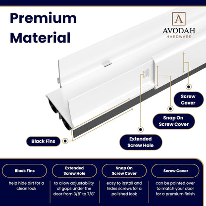 32 Inch White Adjustable Double Bubble Under Door Seal for Exterior Doors, 32 inch Door Sweep with Drip Edge & Drainage Channel Avodah Hardware