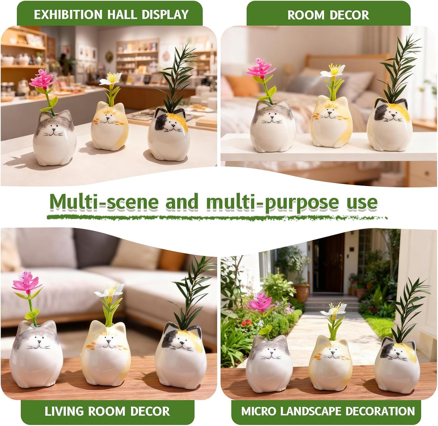 MOUGIGI Cute Blue House Ceramic Bud Vase Set of 3 - Handmade Miniature Vase with Star Roof for Dried Flowers, Chic Japandi Style Decor for Entryway, Dining,Coffee Table - Ideal Small Gift for Home