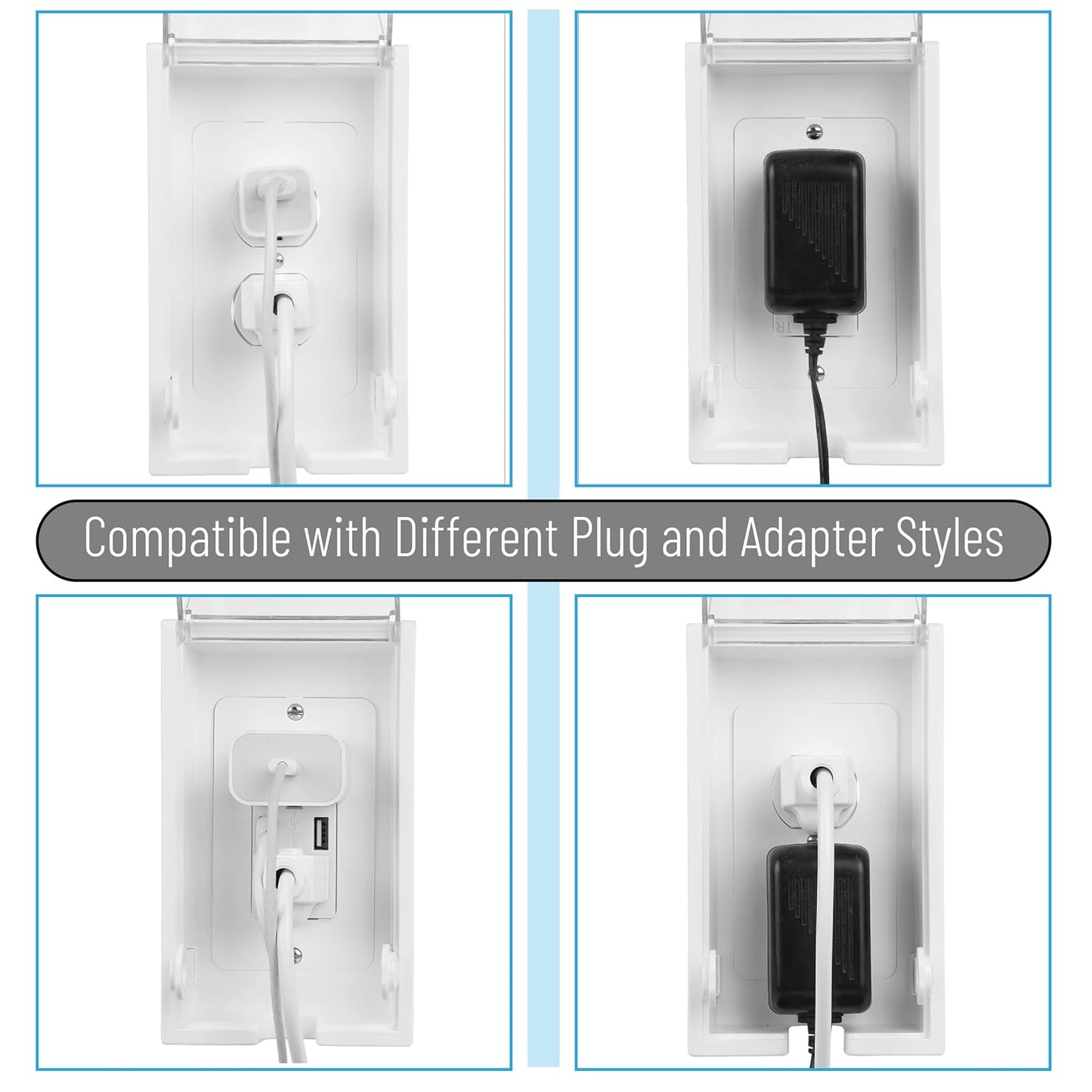 Bates- Baby Safety Outlet Cover Box, Clear Door, Baby Proof Outlet Covers, Plug Covers for Electrical Outlets