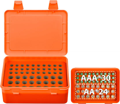 Battery Organizer Storage Box, Garage Case Holder for 24* AA, 30* AAA Batteries (Bag Not Include Batteries Pack) (white)