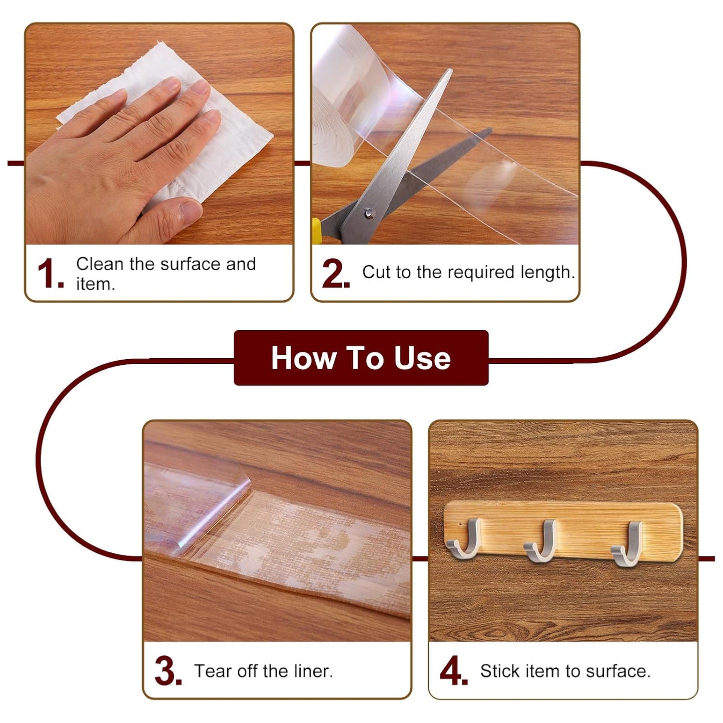 HARFINGTON Double Sided Nano Tape 10FT x 2" x 0.04" Multipurpose Removable Clear Mounting Tape Washable Waterproof Picture Hanging Adhesive Strips for Walls Carpets Posters Decor