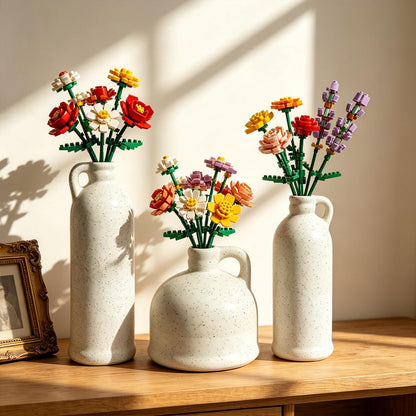 Ceramic Vase Set of 3,Rustic Vase Home Decor, Farmhouse Vase Decor for Shelves,Entry Table,Living Room,Fireplace