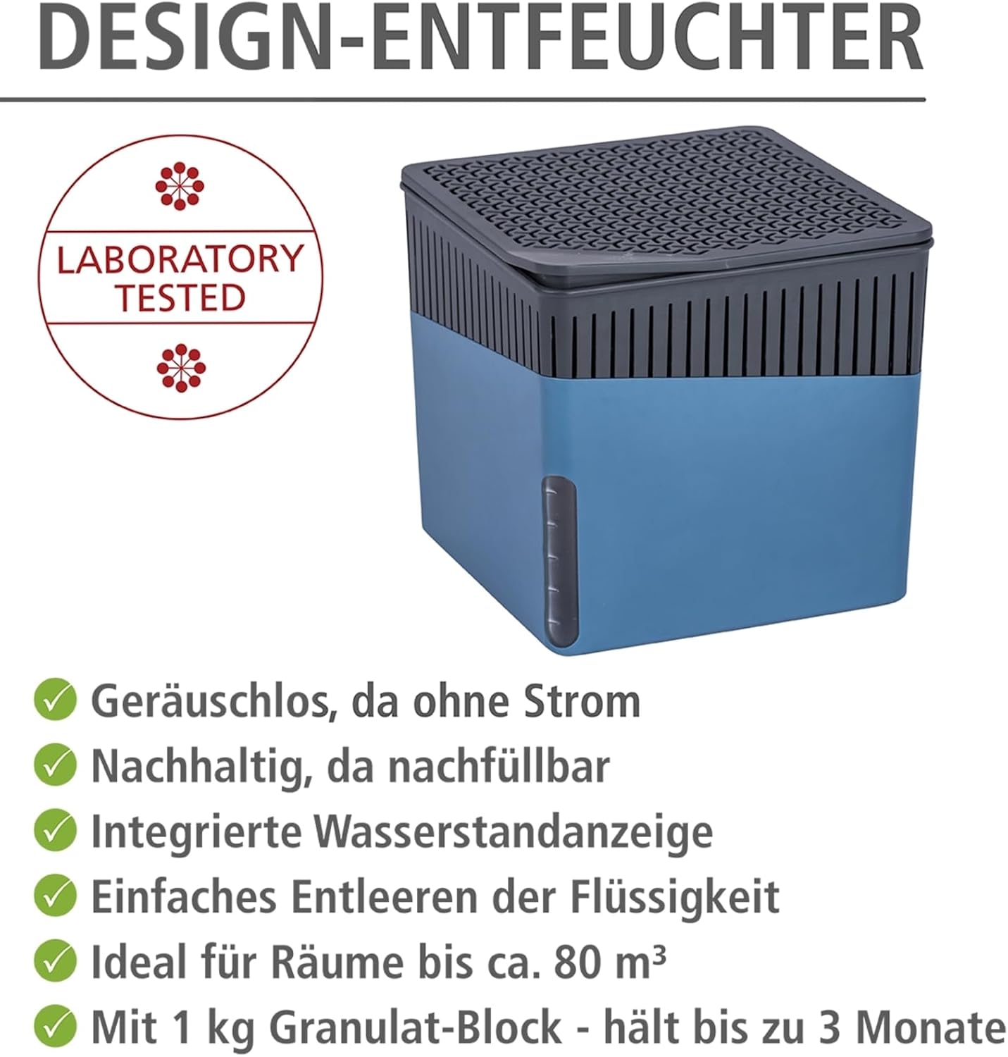 WENKO Dehumidifier Small, Portable, Compact and Rechargeable, Moisture Absorber for Bathroom, Bedroom, Garage, Closet, 2800 Cubic Feet, 2.2lbs, White, 6.18 x 6.5 x 6.5, 2.2 lbs